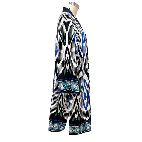 CHICO'S NWT $129 Bordered Tassel Ikat Kimono Jacket Top Size 2 US Large - Picture 2 of 8